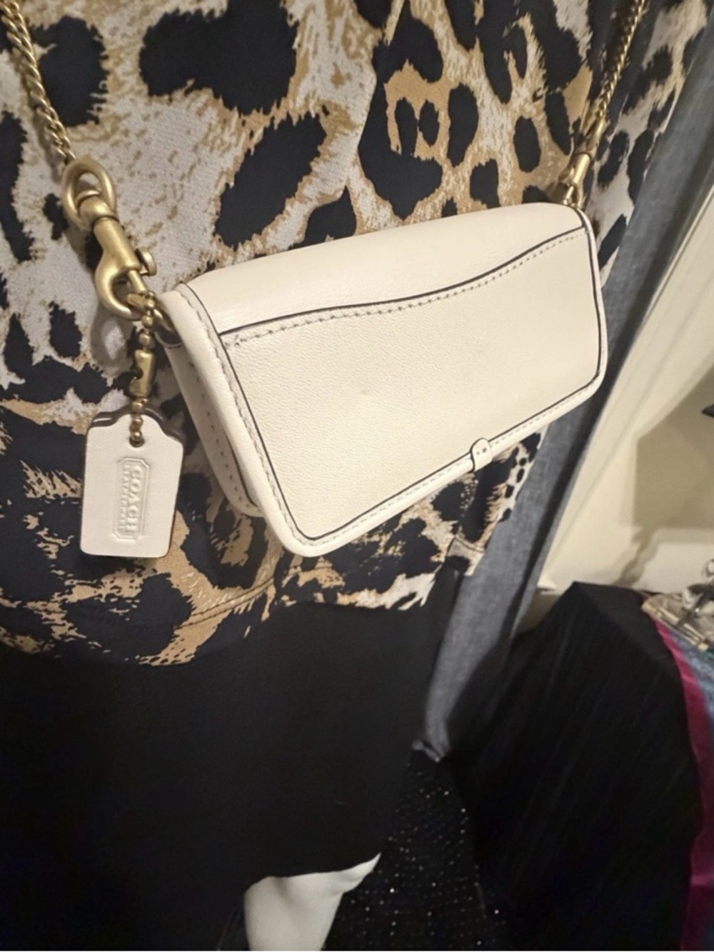 NWOT Coach Glovetanned Leather Mini Dinky Bag Chain Crossbody NWT CZ108 in Chalk - Picture 5 of 8